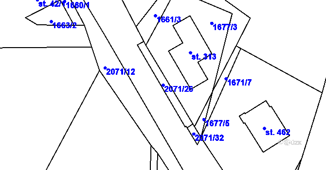 Parcela st. 2071/26 v KÚ Studenec u Horek, Katastrální mapa