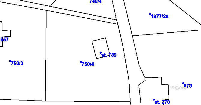 Parcela st. 789 v KÚ Studenec u Horek, Katastrální mapa
