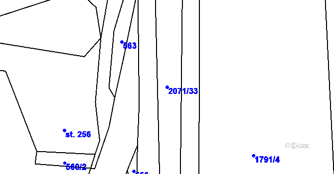 Parcela st. 2071/33 v KÚ Studenec u Horek, Katastrální mapa