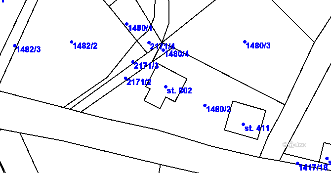 Parcela st. 802 v KÚ Studenec u Horek, Katastrální mapa