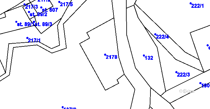 Parcela st. 2178 v KÚ Studenec u Horek, Katastrální mapa
