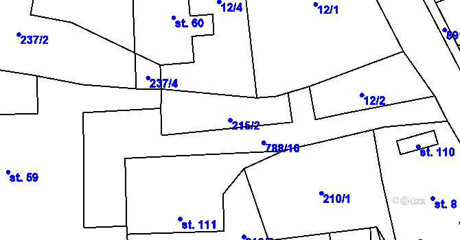 Parcela st. 215/2 v KÚ Studenec u Trutnova, Katastrální mapa