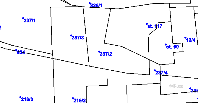 Parcela st. 237/2 v KÚ Studenec u Trutnova, Katastrální mapa
