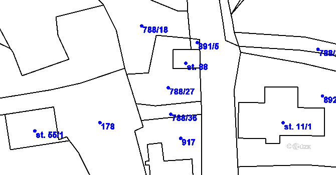 Parcela st. 788/27 v KÚ Studenec u Trutnova, Katastrální mapa