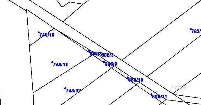 Parcela st. 886/3 v KÚ Studenec u Trutnova, Katastrální mapa