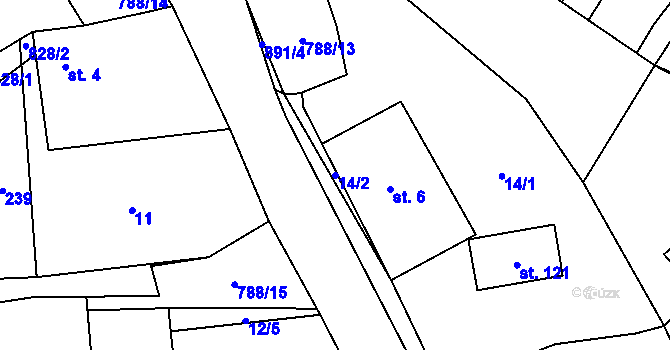 Parcela st. 14/2 v KÚ Studenec u Trutnova, Katastrální mapa