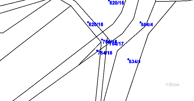 Parcela st. 754/18 v KÚ Studenec u Trutnova, Katastrální mapa