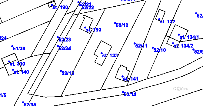 Parcela st. 133 v KÚ Studeněves, Katastrální mapa