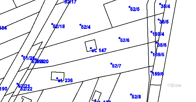 Parcela st. 147 v KÚ Studeněves, Katastrální mapa