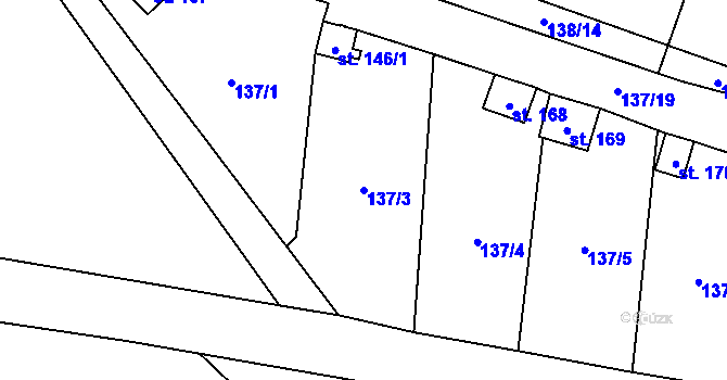 Parcela st. 137/3 v KÚ Studeněves, Katastrální mapa