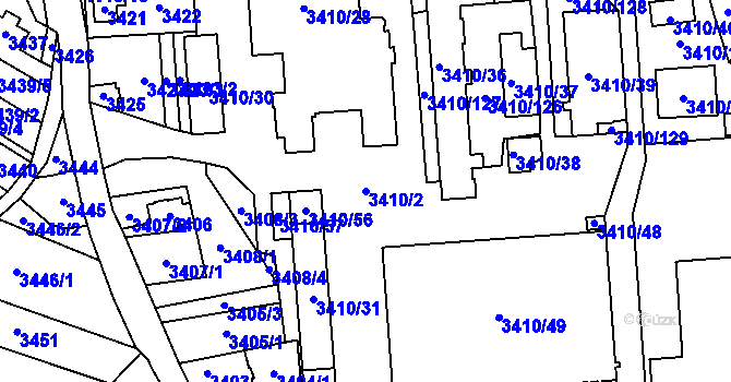 Parcela st. 3410/2 v KÚ Heřmanice u Nové Paky, Katastrální mapa