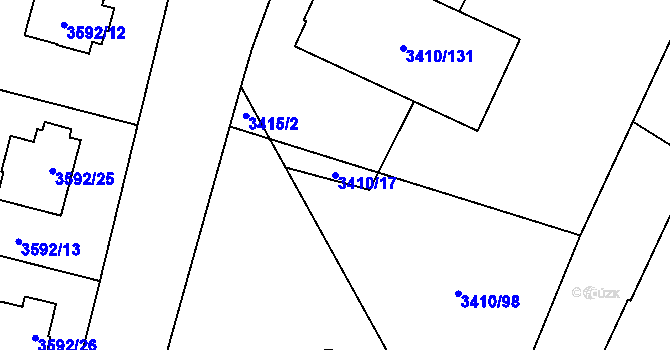 Parcela st. 3410/17 v KÚ Heřmanice u Nové Paky, Katastrální mapa