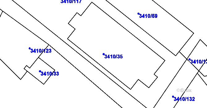 Parcela st. 3410/35 v KÚ Heřmanice u Nové Paky, Katastrální mapa