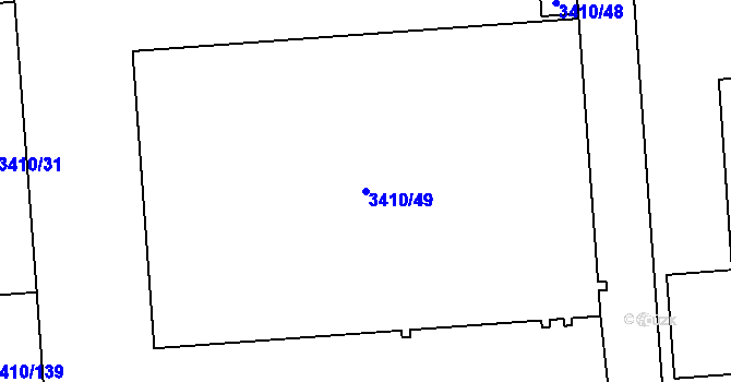 Parcela st. 3410/49 v KÚ Heřmanice u Nové Paky, Katastrální mapa