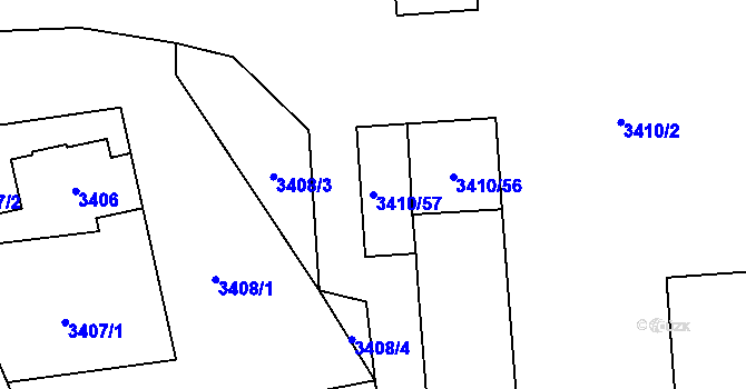 Parcela st. 3410/57 v KÚ Heřmanice u Nové Paky, Katastrální mapa