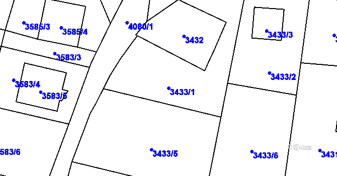 Parcela st. 3433/1 v KÚ Heřmanice u Nové Paky, Katastrální mapa