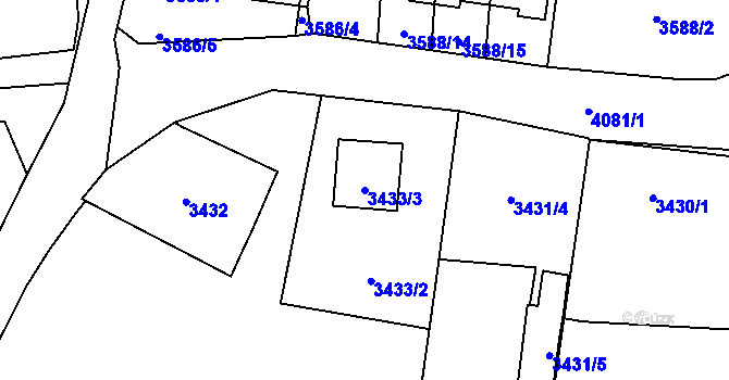 Parcela st. 3433/3 v KÚ Heřmanice u Nové Paky, Katastrální mapa