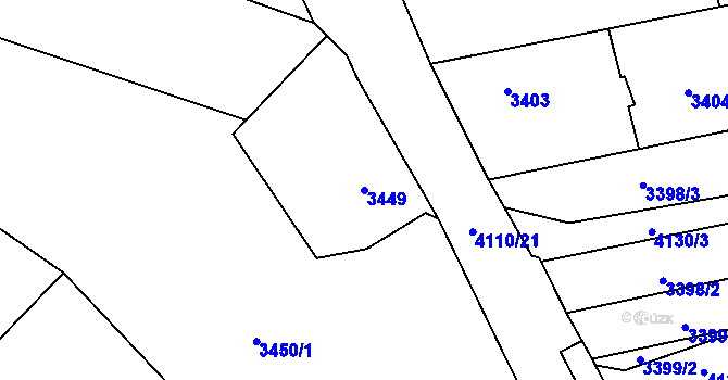 Parcela st. 3449 v KÚ Heřmanice u Nové Paky, Katastrální mapa