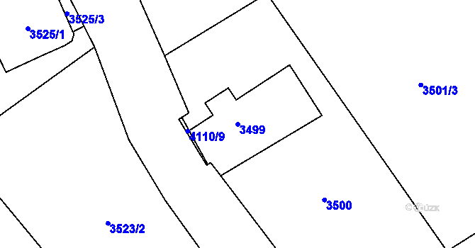 Parcela st. 3499 v KÚ Heřmanice u Nové Paky, Katastrální mapa