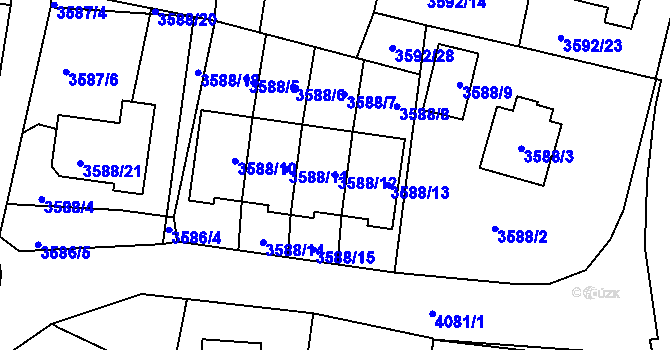Parcela st. 3588/12 v KÚ Heřmanice u Nové Paky, Katastrální mapa