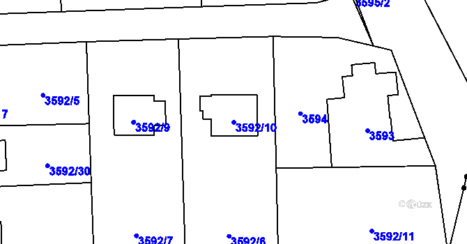 Parcela st. 3592/10 v KÚ Heřmanice u Nové Paky, Katastrální mapa