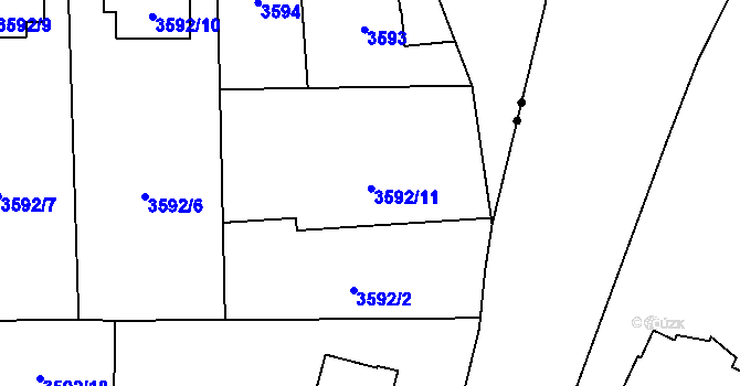 Parcela st. 3592/11 v KÚ Heřmanice u Nové Paky, Katastrální mapa