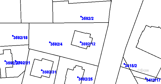 Parcela st. 3592/12 v KÚ Heřmanice u Nové Paky, Katastrální mapa