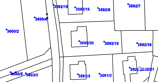 Parcela st. 3592/20 v KÚ Heřmanice u Nové Paky, Katastrální mapa