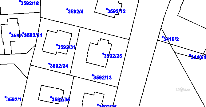 Parcela st. 3592/25 v KÚ Heřmanice u Nové Paky, Katastrální mapa
