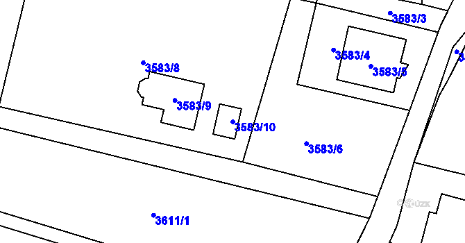 Parcela st. 3583/10 v KÚ Heřmanice u Nové Paky, Katastrální mapa
