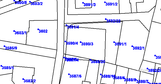 Parcela st. 3590/3 v KÚ Heřmanice u Nové Paky, Katastrální mapa