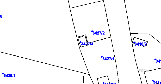 Parcela st. 3427/4 v KÚ Heřmanice u Nové Paky, Katastrální mapa