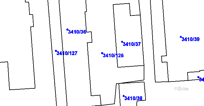 Parcela st. 3410/126 v KÚ Heřmanice u Nové Paky, Katastrální mapa
