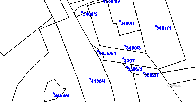 Parcela st. 4135/61 v KÚ Heřmanice u Nové Paky, Katastrální mapa