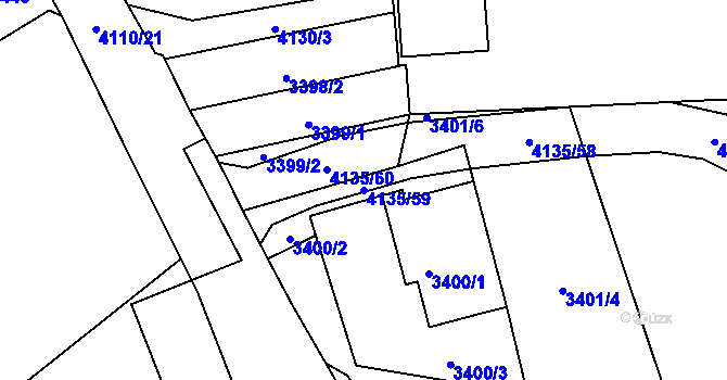Parcela st. 4135/59 v KÚ Heřmanice u Nové Paky, Katastrální mapa