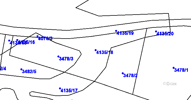 Parcela st. 4135/18 v KÚ Heřmanice u Nové Paky, Katastrální mapa