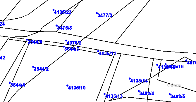 Parcela st. 4135/11 v KÚ Heřmanice u Nové Paky, Katastrální mapa