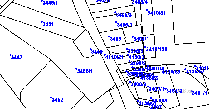 Parcela st. 4110/21 v KÚ Heřmanice u Nové Paky, Katastrální mapa
