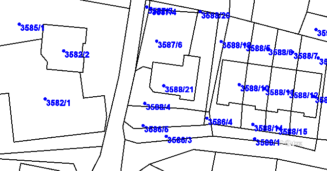 Parcela st. 3588/21 v KÚ Heřmanice u Nové Paky, Katastrální mapa