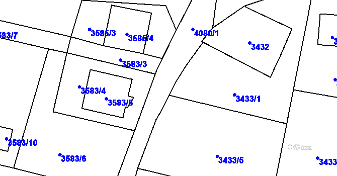 Parcela st. 3433/4 v KÚ Heřmanice u Nové Paky, Katastrální mapa