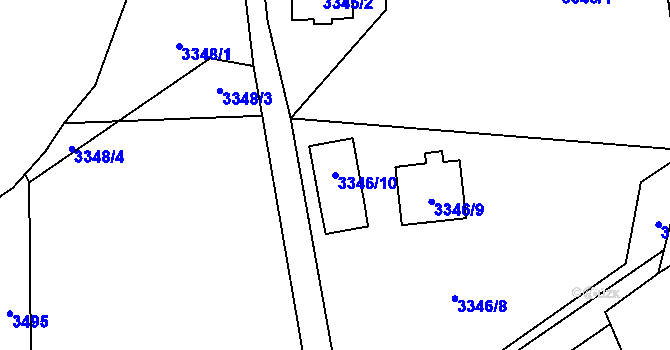 Parcela st. 3346/10 v KÚ Heřmanice u Nové Paky, Katastrální mapa
