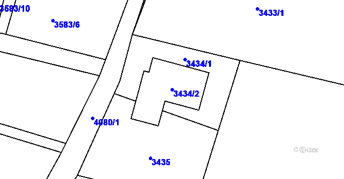 Parcela st. 3434/2 v KÚ Heřmanice u Nové Paky, Katastrální mapa