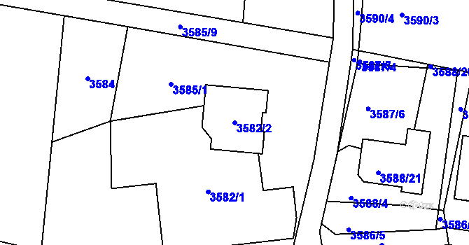 Parcela st. 3582/2 v KÚ Heřmanice u Nové Paky, Katastrální mapa