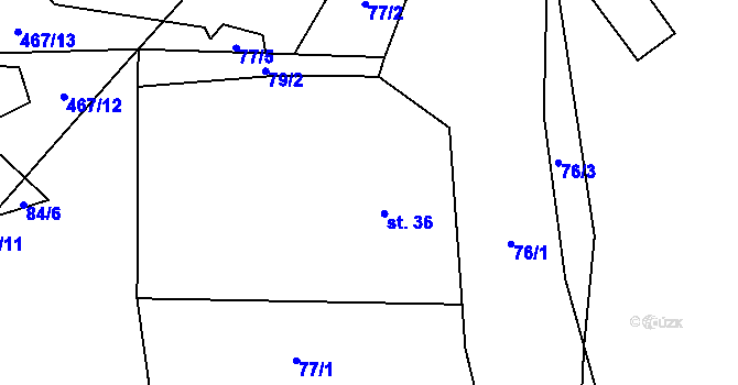 Parcela st. 36 v KÚ Kumburský Újezd, Katastrální mapa