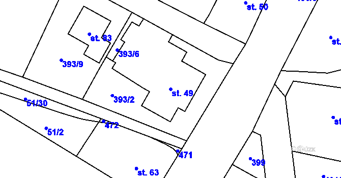 Parcela st. 49 v KÚ Kumburský Újezd, Katastrální mapa
