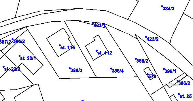 Parcela st. 112 v KÚ Kumburský Újezd, Katastrální mapa