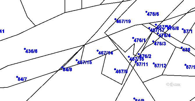 Parcela st. 467/14 v KÚ Kumburský Újezd, Katastrální mapa