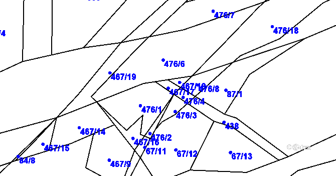 Parcela st. 467/17 v KÚ Kumburský Újezd, Katastrální mapa