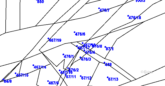 Parcela st. 467/18 v KÚ Kumburský Újezd, Katastrální mapa