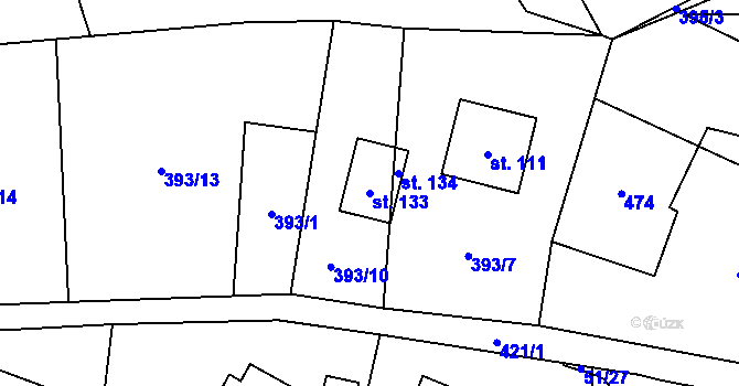 Parcela st. 133 v KÚ Kumburský Újezd, Katastrální mapa